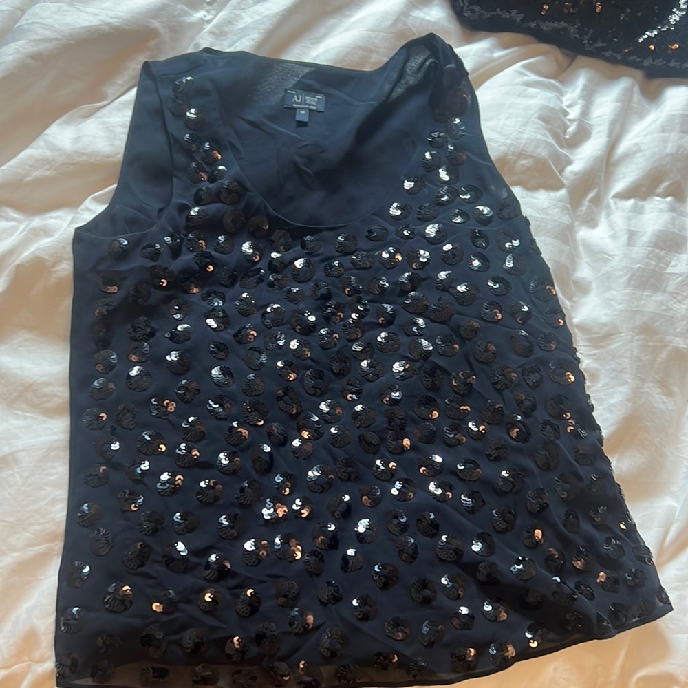 navy blue armani jeans top